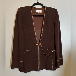 ST. JOHN evening by MARIE GRAY wool blend brown cardigan  SIZE 2